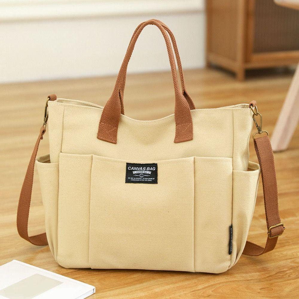 Large Capacity Canvas Tote Bag Portable Canvas Shoulder Bag Fashionable Shopping Bag Travel