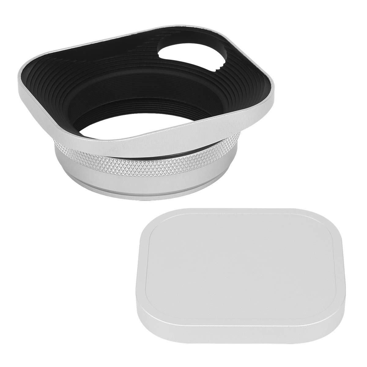 

Haoge Square Metal Lens Hood Hollow Out Design with 49mm Adapter Ring and Cap for Fujifilm FinePix X100 X100S X100T X70 X100F X100V Replaces Silver