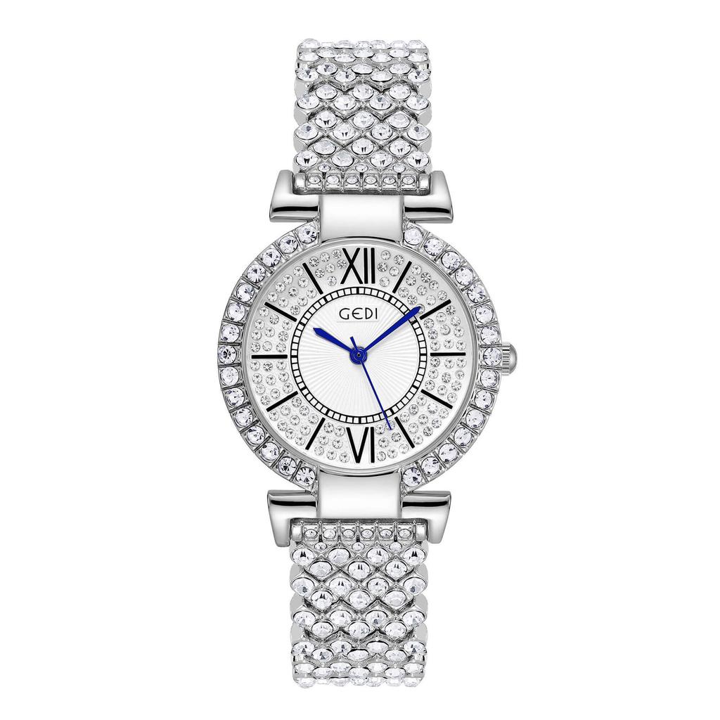Full Diamond Alloy Steel Belt Watch Light Luxury Gypsy Quartz Watch Niche High-End Women'S Watch