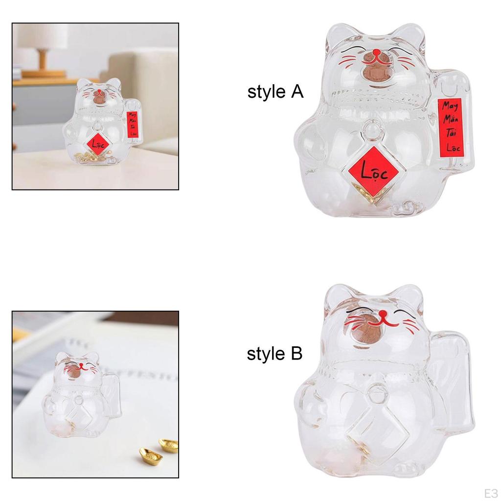 Cat Money Box, Cute, Transparent, Empty, Versatile, Creative, Decoration, Gift for Girls, Desk