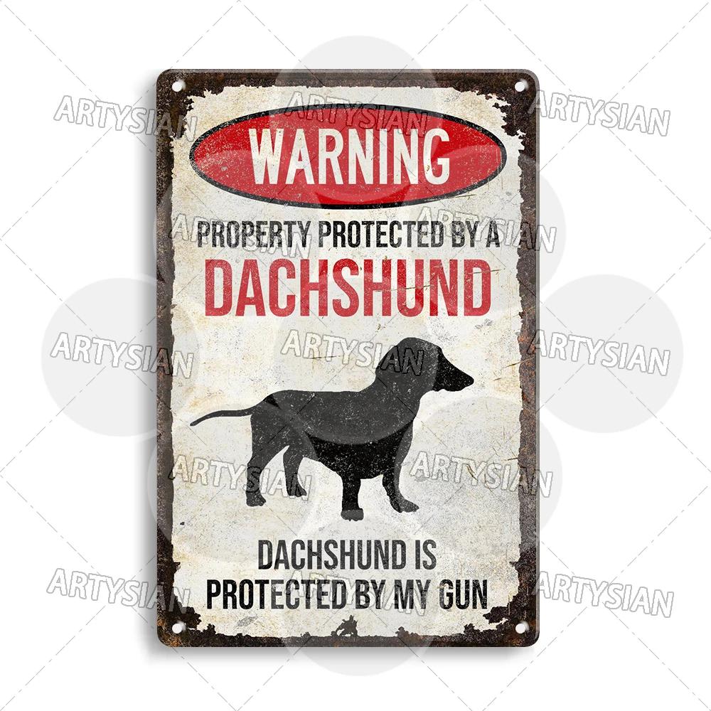 Beware Of Dog Warning Metal Sign German Shorthaired Pointer Aussie Dachshund Labrador Doxie Bulldog Dobermann Pyrenees Shiba Pug