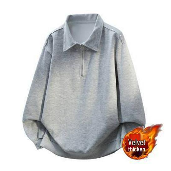 

Men s Retro Velvet Solid Long Sleeve Polo Shirt - Casual, Loose Fit for Couples XL [Recommended 125-140 lbs]