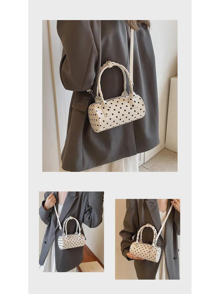 2024 Polka Dot Boston Patent Leather Shoulder & Crossbody Bag for Women