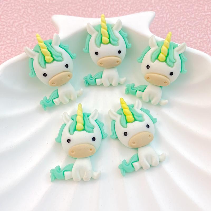 10Pcs New Cute Cartoon Unicorn Series Flat Back Resin Cabochons Scrapbooking DIY Jewelry Craft Decoration Accessorie