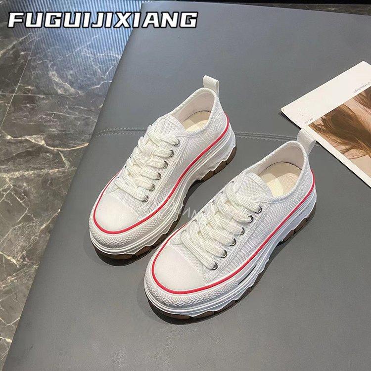 2025 Frühjahr neue klassische Damen-Low-Top-Mesh-Schuhe vielseitige Studenten-Board-Schuhe Damen-Innensohle mit dicker Sohle lässig zum Schnüren