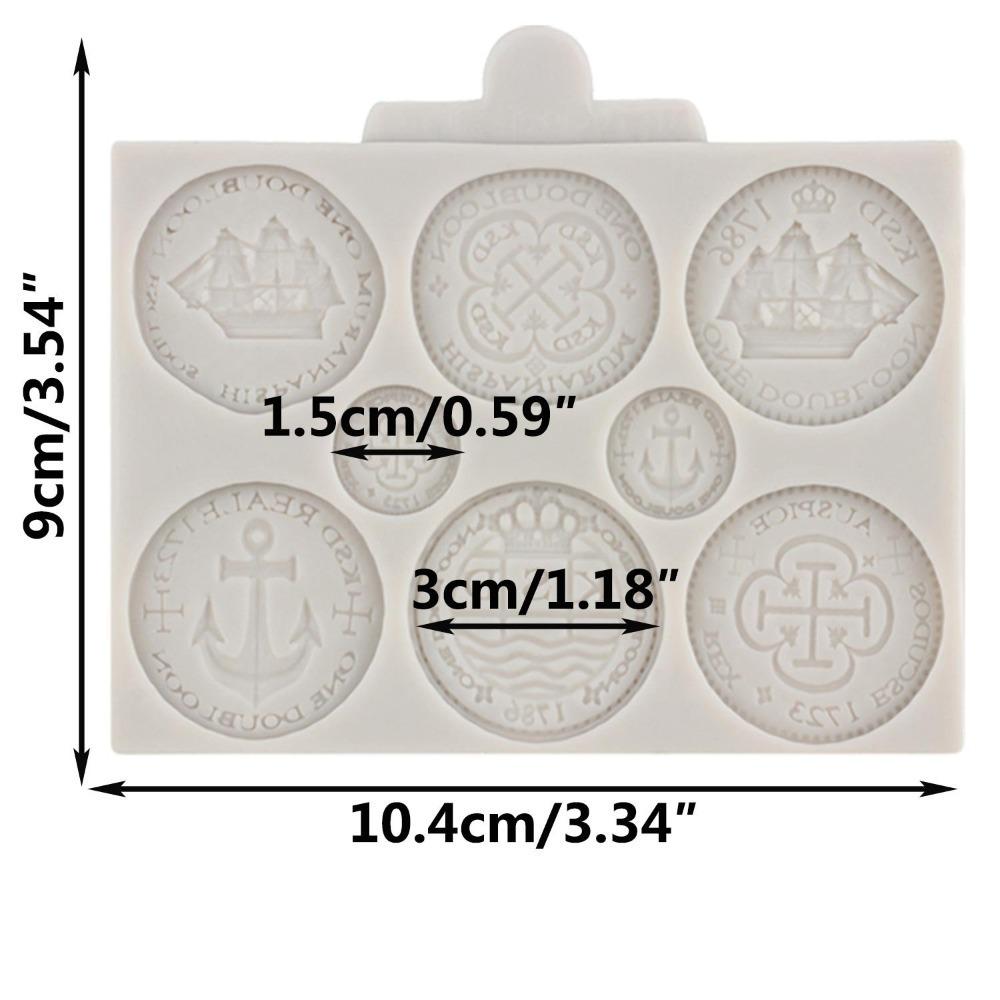 Treasure Coins Silicone Moulds DIY Cupcake Topper Fondant Cake Decorating Tools Candy Clay Chocolate Gumpaste Moulds