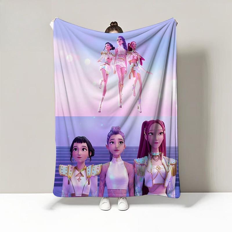 Cartoon Printing Fashion K-POP Rumi Mira Zoey Soft Fleece Warm Plush Flannel Blanket