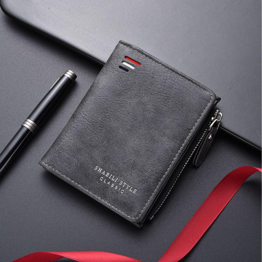 Men's High-End Casual Zipper Wallet - Short, Large Capacity, Multifunctional Billfold & Coin/Card Holder.