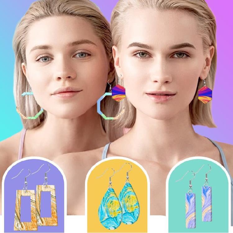 Earring Casting Moulds with Earring Hooks Jump Rings for DIY Resin Jewelry Craft