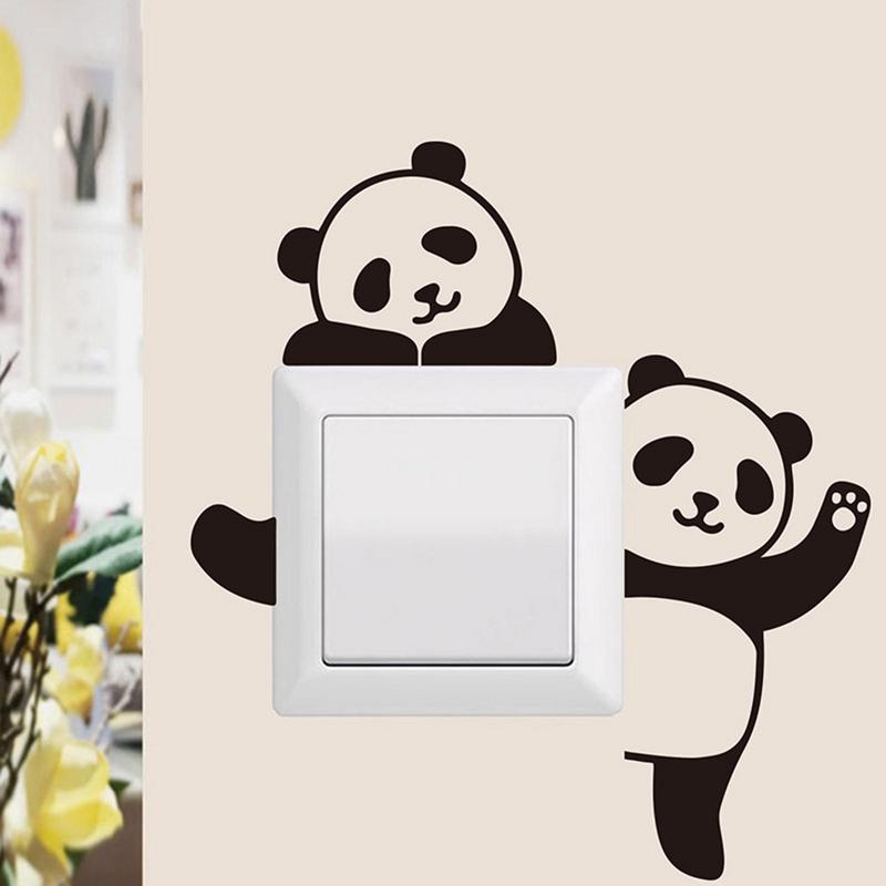 Switch Wall Sticker Cute Panda Switch Poster Stickers Removable Light Socket Decals Family DIY Decor Art Car Stickers Wall Art