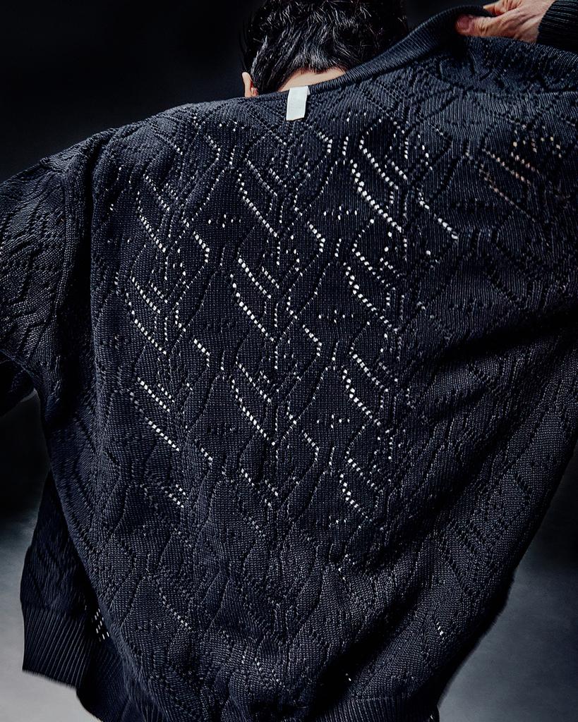 Nomanual T.B Punching Knit Cardigan - Black