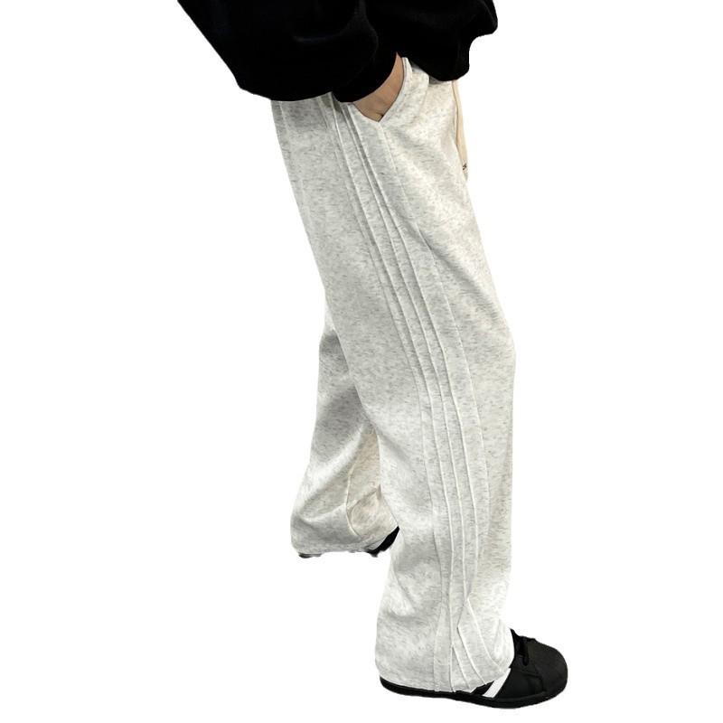 Men's Velvet Thickened Wide-Leg Sweatpants - American Style, Autumn/Winter Casual