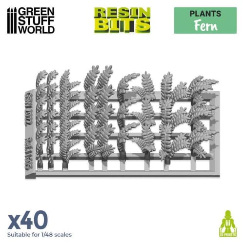 GREEN STUFF WORLD Diorama Accessory 3D Print Set of 40 Fern Leaves, Hobby Accessory, GSWD-11605