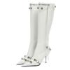 Fashion Sexy Knee High Boots 2024 Winter Boots Brand Design Super High Thin Heels With Rivet Retro Fashion Cool Women Shoes Big Size 46