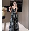 Korean Style Puff Sleeve Polka Dot A-Line Slit Dress - Summer 2026 Collection