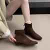 Square Head Suede Versatile Thick Heel Thin Boots Short Boots Women's Autumn and Winter Velvet 2025 New Martin Boots Korean Ankle Boots