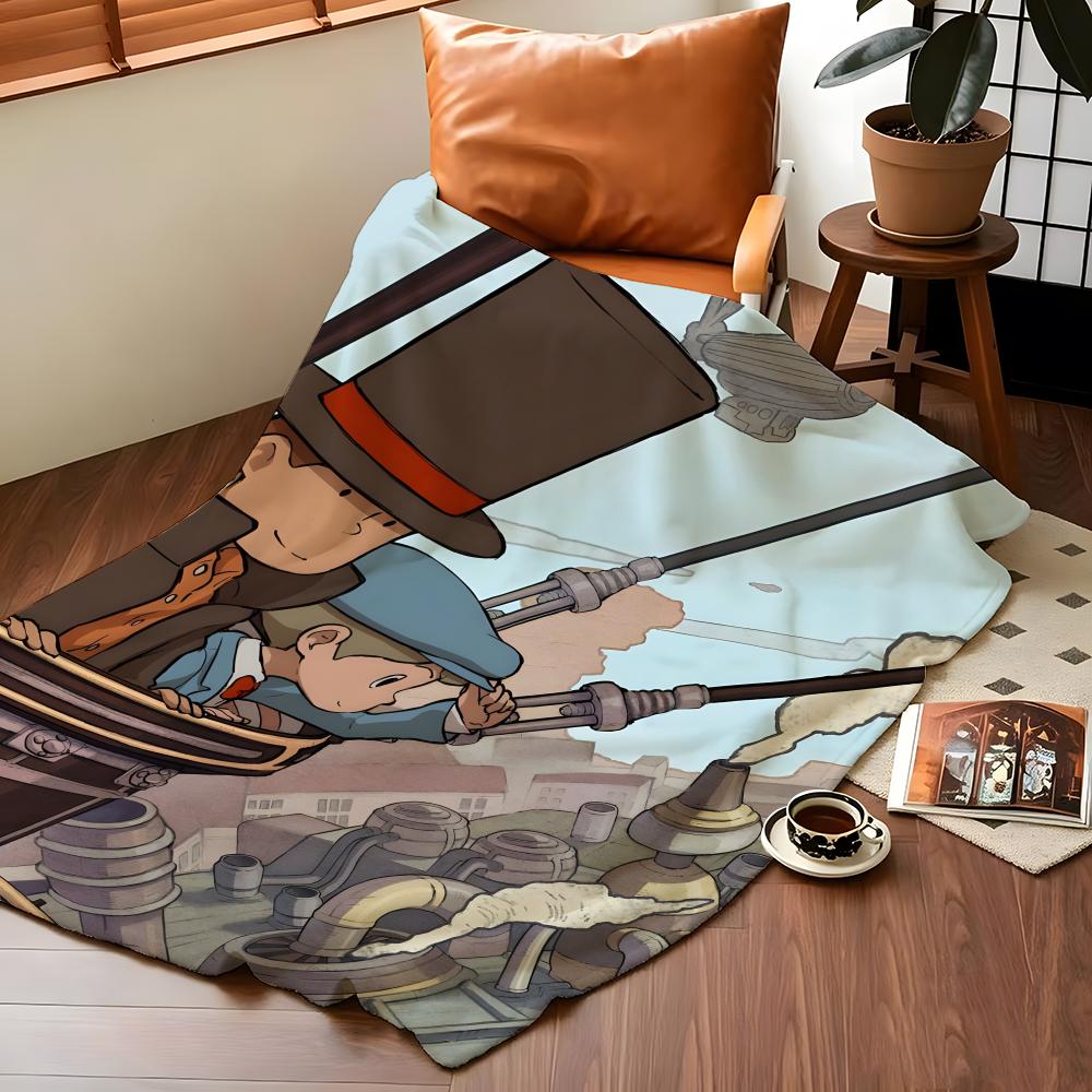 Game P-Professor L-Layton Throw Flannel Cozy Print Blanket, Portable, Durable Machine Washable Cute Cool