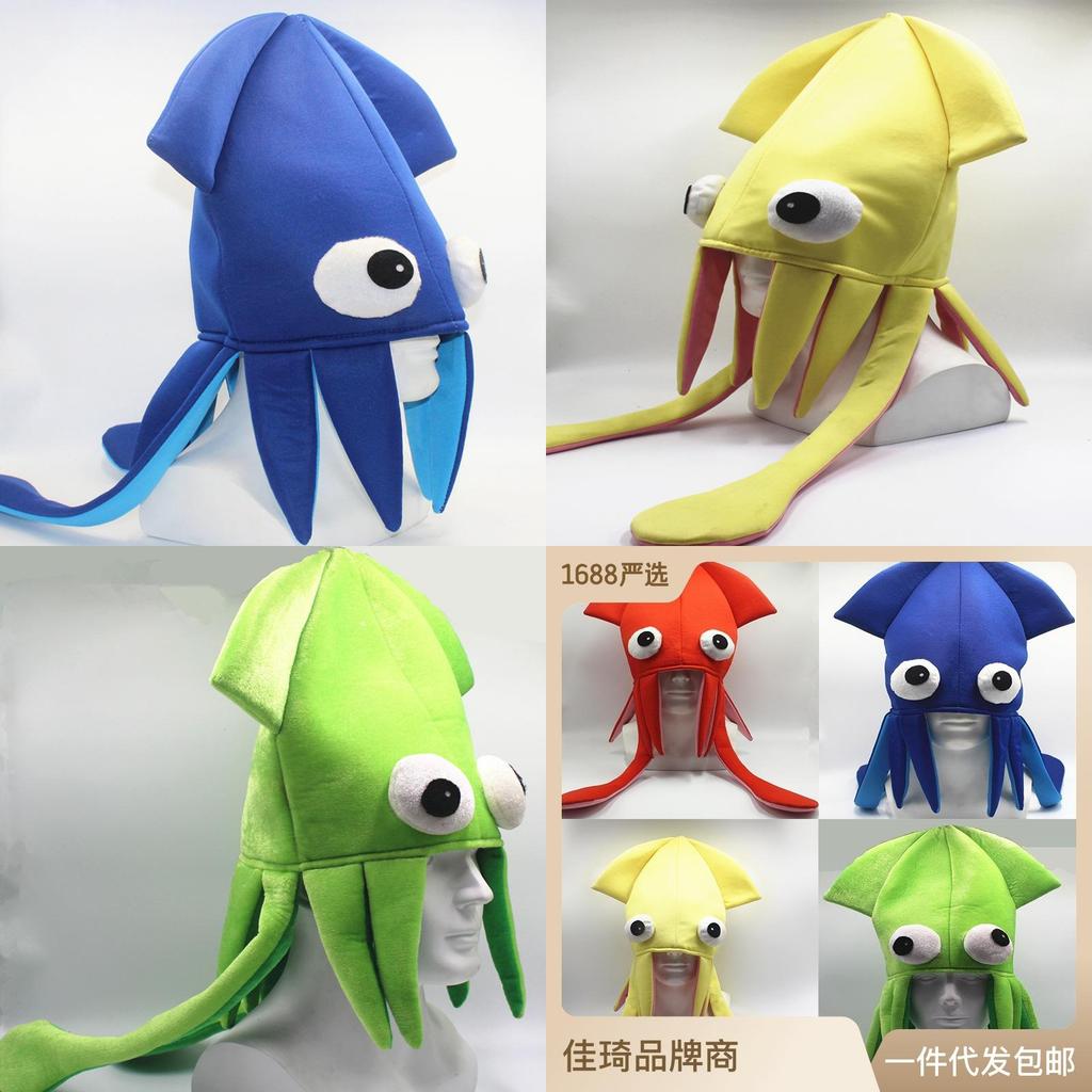 Jiaqi Aksamitny Kapelusz Kałamarnicy Możliwość Personalizacji Zabawny Rekwizyt na Imprezę na Występy i Cosplay