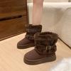 2025 Women's Leather Snow Boots Winter Women's Ankle Boots Flat Sole Comfortable Cotton Warmth New Women's Shoes