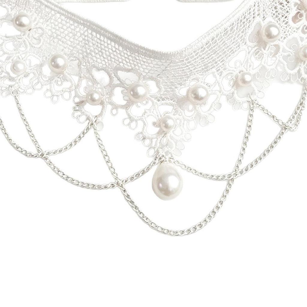 Retro Pearl Lace Choker Necklace: High-End, Versatile Clavicle Chain for Women