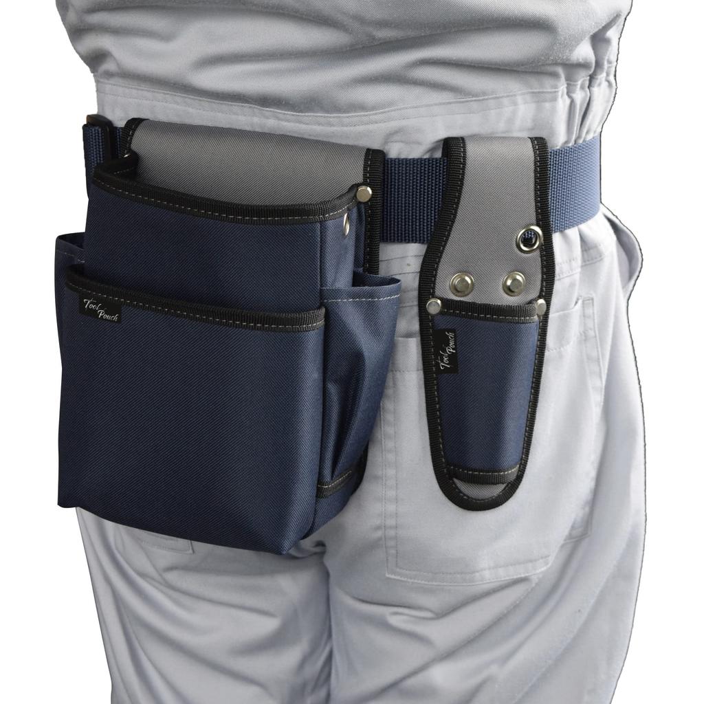 Takagi Tool 2 Tool Navy Electrician's Pouch, Tier, Case, One-Touch Belt, 3-Piece Set,