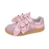 Fashion Spring New Round Head Deep Mouth Suede Front Lacing with Butterfly Knot Soft Sole Non-slip Wear-resistant Single Shoes