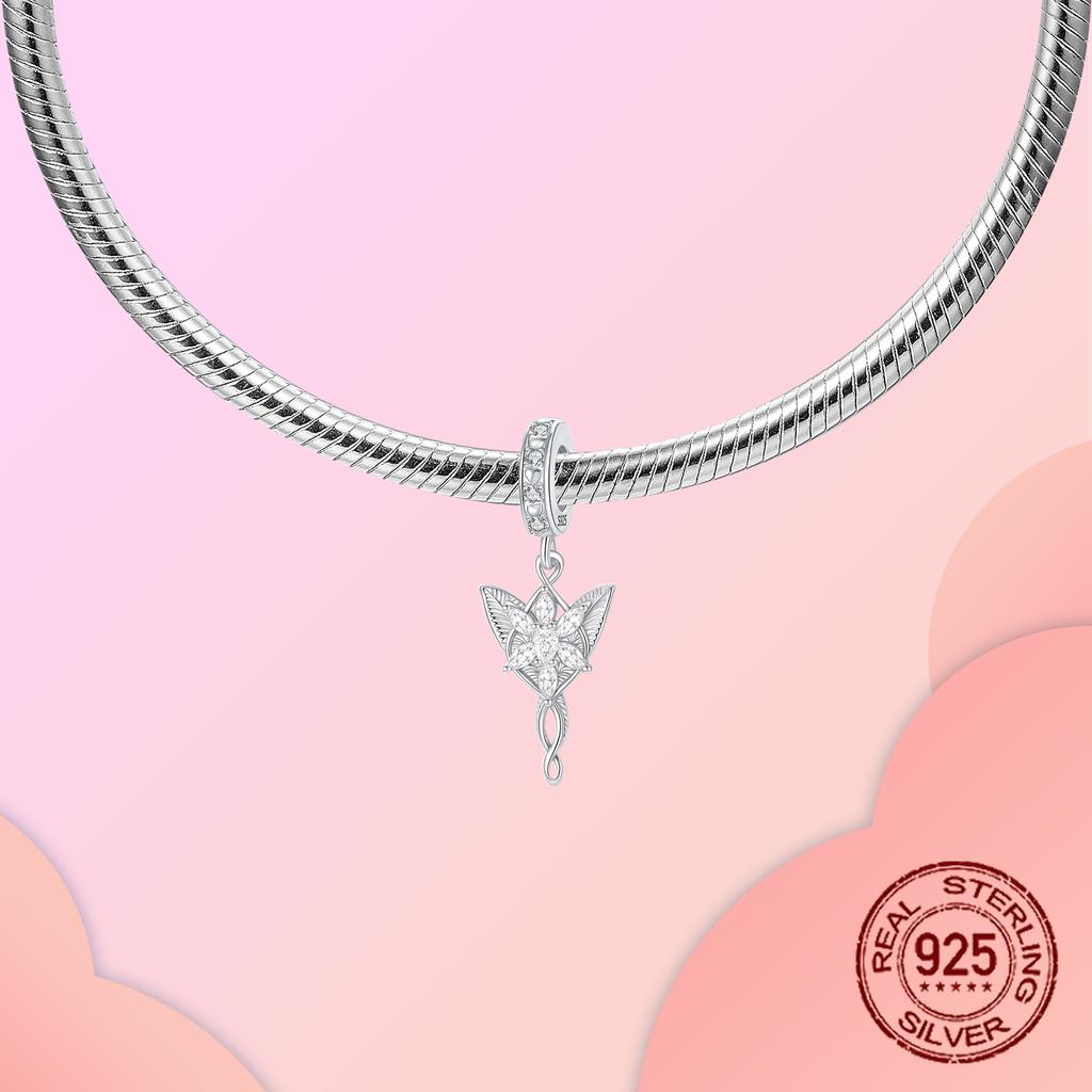copper Leaf Fairy Angel Zircon Dangle Pendant Charm Compatible With Authentic Charm Bead Charms Bracelets Women Do It Yourself Jewellery Gift