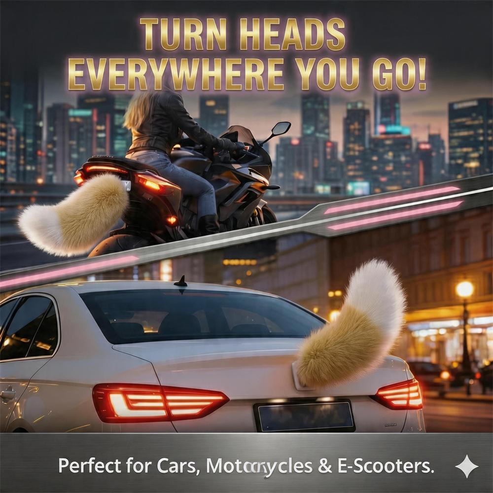 Electric Wagging Tail for Car Cute Plush Moving Auto Interior Exterior Ornament Remote Control Scooter Decor