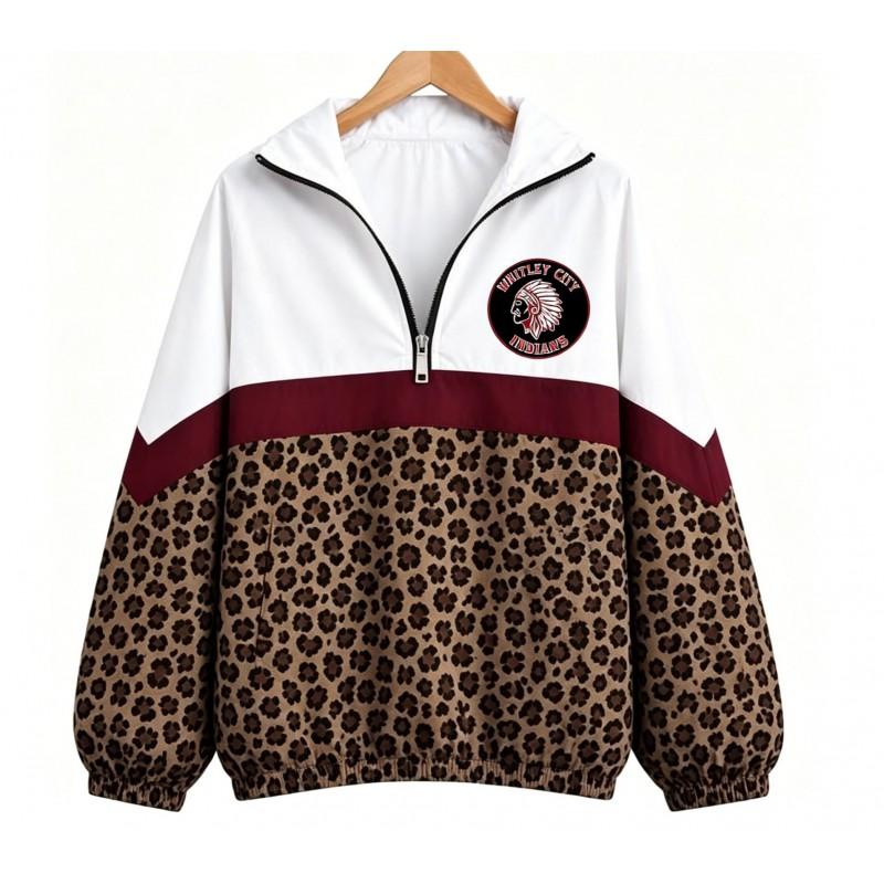 Womens Streetwear Zip-Up Stand Collar Sweatshirt 3D Digital Print Loose Fit Casual Top