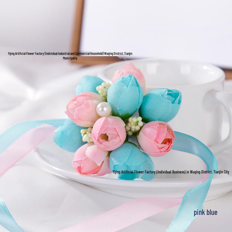 Artificial Flower Ribbon Wrist Corsage for Children's Day, Dance, Wedding Bridesmaid, or Bride