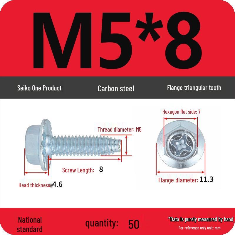 Grade 10.9 Galvanized Hex Flange Anti-slip Self-locking Triangular Thread Self-tapping Screw