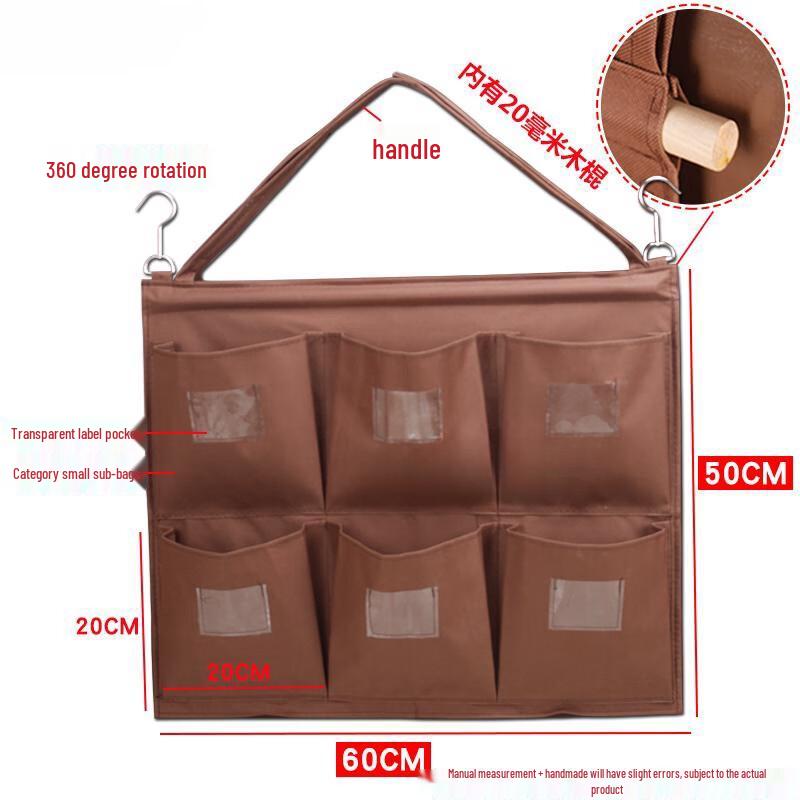 Multi-Pocket Cleaning Cart Rag Storage Bag with Hooks