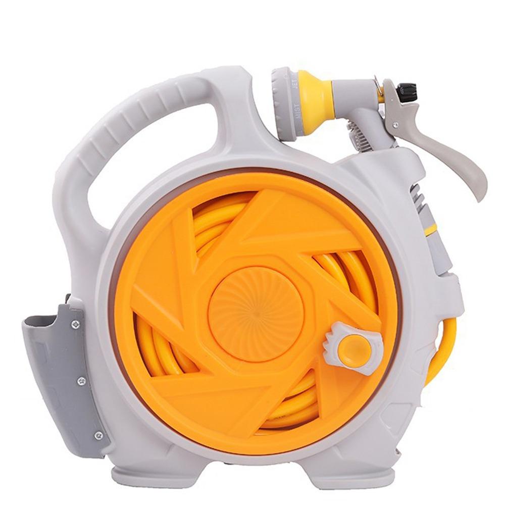 

Portable 15m High Pressure Water Hose Retractable with Storage Rack Garden Watering Kit 7-in-1 Car Washing Set Outdoor Cleaning жёлтый