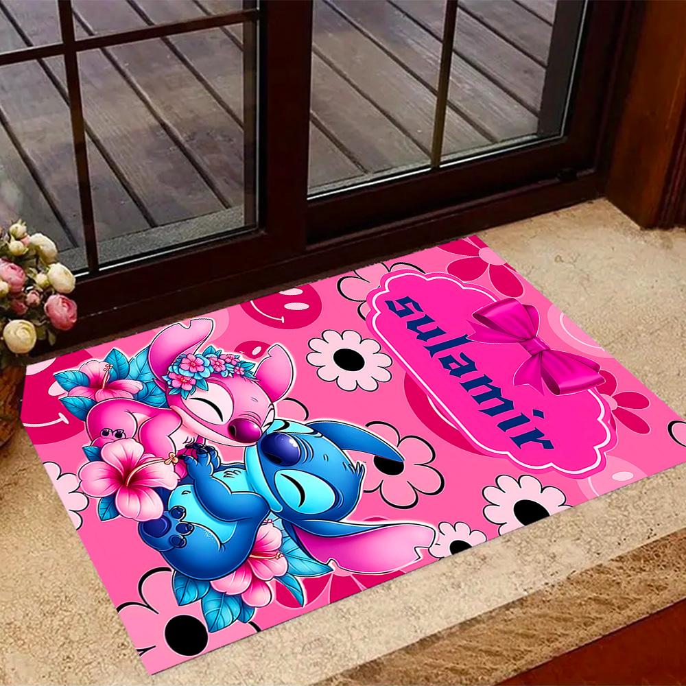 

Stitch Adventure In Flowers Disney Cartoon Theme Anti-Slip Rug - Polyester, Home Decor, Suitable for Bedrooms, Living Rooms, Doorways, and Studios 40cmx60cm