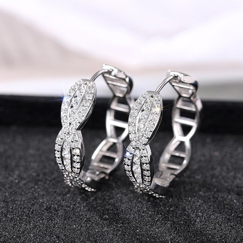 Twisted Infinity Huggie Hoop Earrings for Women Sparkly Pave Set Small Hoop Earrings Elegant Daily Jewelry