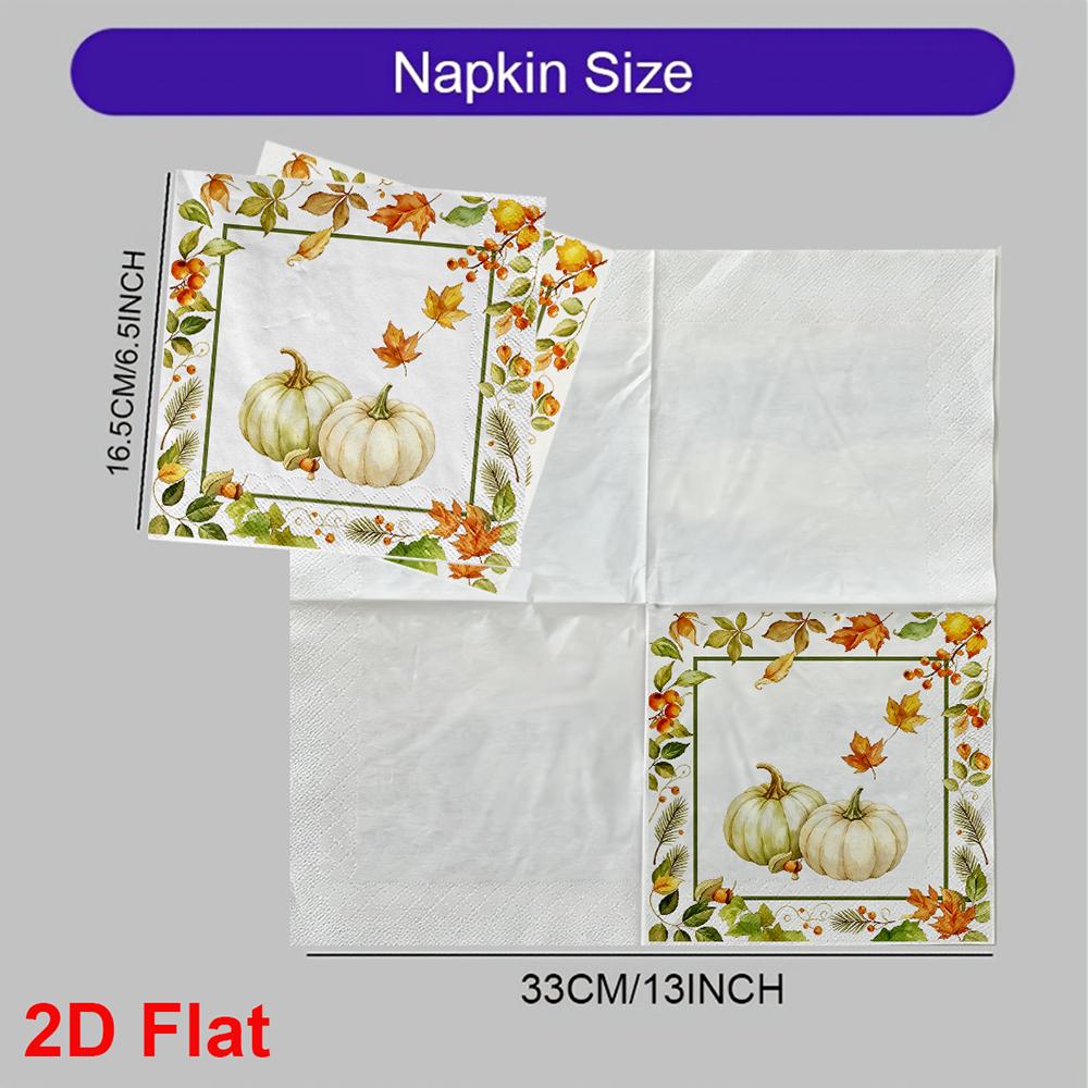 20pcs Disposable Napkins with Pumpkin, Maple Leaves Pattern Print for Wedding,Parties,and Daily Use for Thanksgiving Fall Christmas Table Decoration