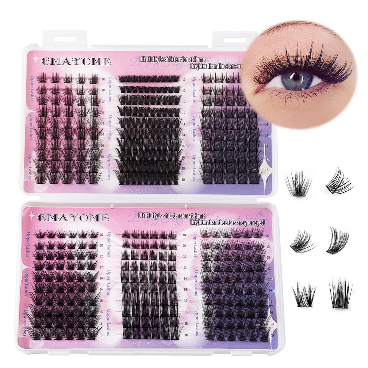 

Накладные ресницы DIY, одиночные пучки, книга ресниц 380 пучков, смешанная модель с набором инструментов для клея для ресниц