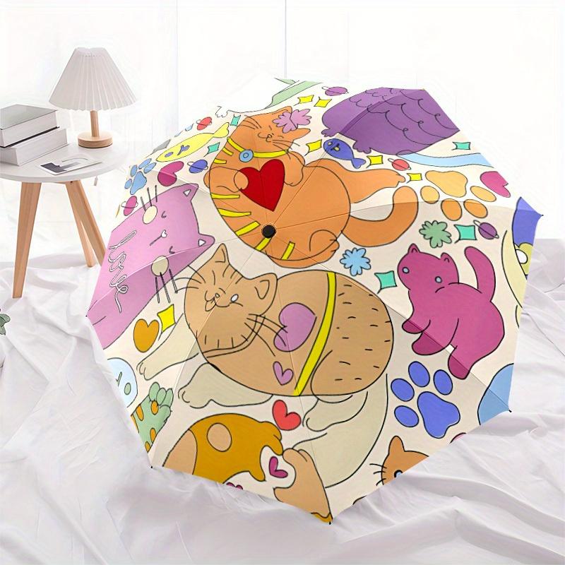 1pc Cat-themed Automatic Opening/closing Umbrella with Auto Open/Close, Windproof, Foldable Sunshade, Perfect Gift for Friends, Durable Plas