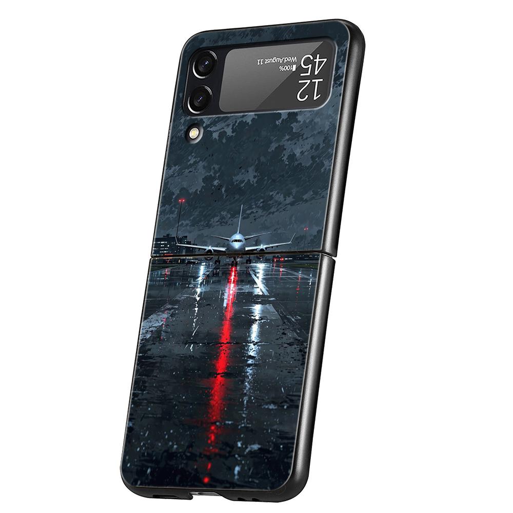Aircraft Airplane cool Phone Case For Samsung Galaxy Z Flip 3 4 5 6 7 Hard Folding PC For Samsung Z Flip3 Flip4 Flip5 Cover