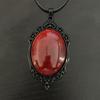 Personality Gothic Blood-red Resin Black Oval-shaped Lacework Pendant Necklace for Women Halloween Dark Magic Jewelry Jewelry