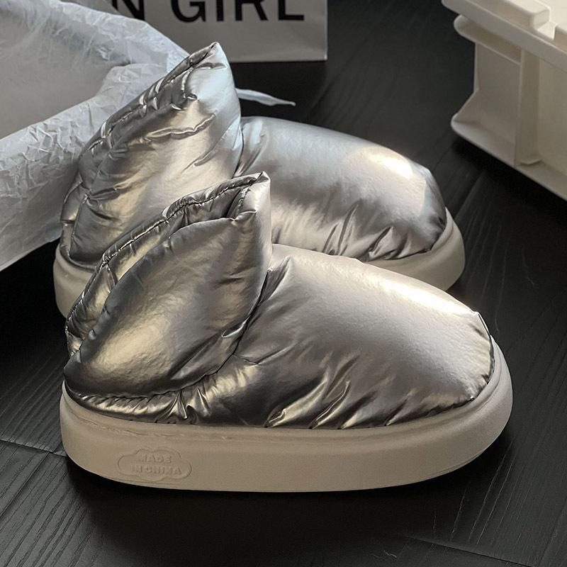 Dicke Plateau Damen Schneestiefel Warm halten Flauschig Wasserdicht Daunen Paar Baumwollschuhe Winter Täglich Plüsch Kurze Stiefeletten