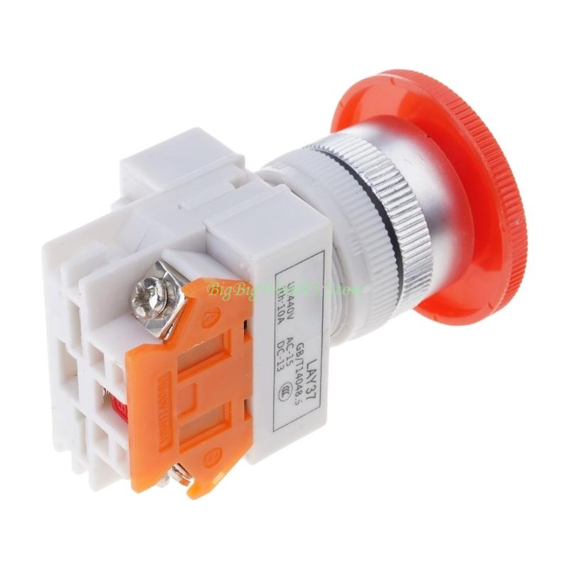 24TE 22mm 1NO 1NC DPST Emergency Stop Push Button Switch Red Mushroom Equipment E Stop Shut Off Switch AC 660V 10A