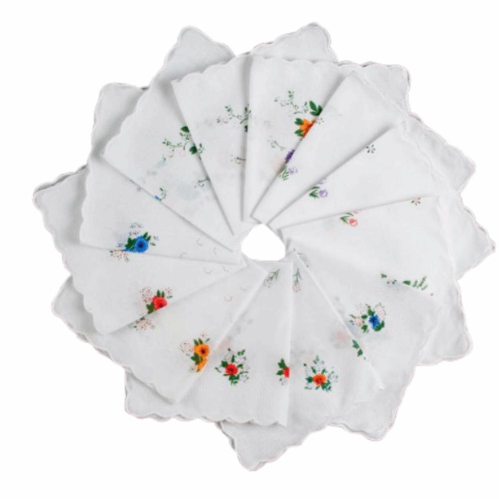 12Pcs 28x28cm Women's Printed Handkerchiefs Sweat Absorbent Thin Sweat Towel  Kitchen Tools