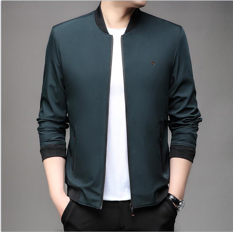 Jacket Men's Spring and Autumn New Stand Collar Solid Color Zipper Young and Middle-aged Dad Baseball Uniform Business Casual Jacket