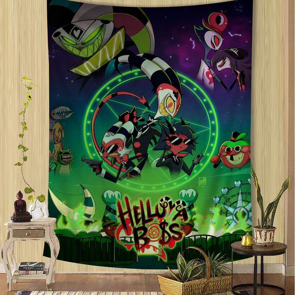 Helluva Boss Cartoon Tapestry Anime Tapestry Hanging Tarot Hippie Wall Rugs Dorm Wall Hanging Sheets