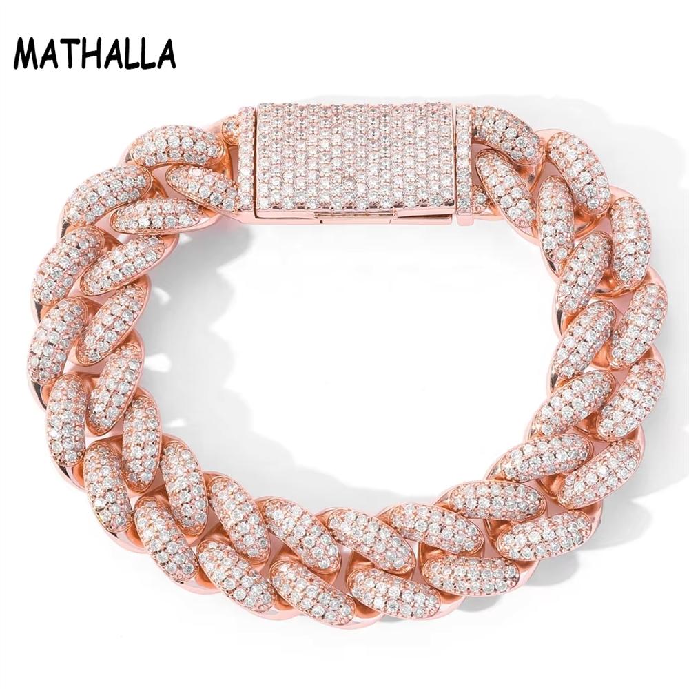 Hip Hop Men's Jewelry 14K Gold Plated 20mm Cuban Bracelet Bling Iced Out Zircon Miami Lock Clasp Cuban Link Chain Bracelet