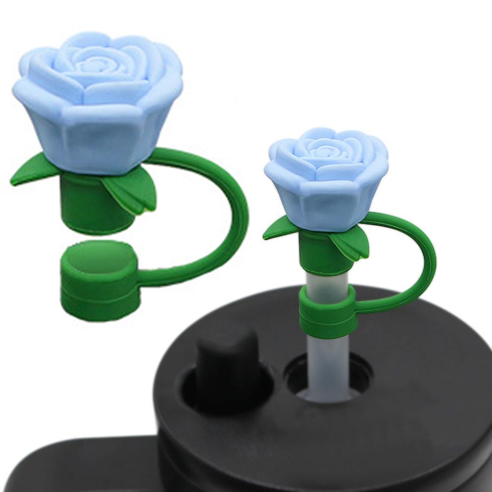 Flower Rose Straw Cover Caps Silicone Straw Tips Lid Dust-Proof Decor For Stanleys Topper 10mm K1B5