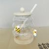 High Borosilicate Glass Honey Jar with Lid and Stirrer - Kitchen Storage Jar