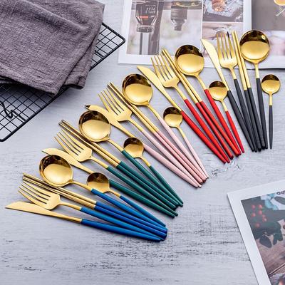 Vaisselle Couverts en Acier Inoxydable Doré Argenté Brillant Cuillère à Café Vaisselle Dîner Fourchette Couteau Vaisselle Cuisine Couverts