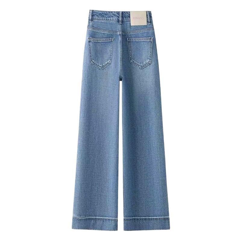 Women's Petite Wide-Leg Cropped Jeans - Summer 2026 High-Waisted Elastic Casual Pants
